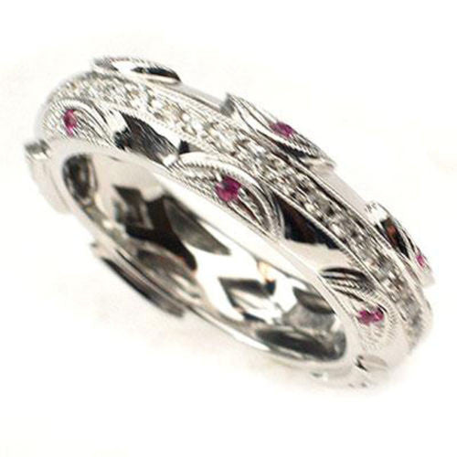 .42CT DIAMOND & PINK SAPPHIRE WEDDING BAND RING