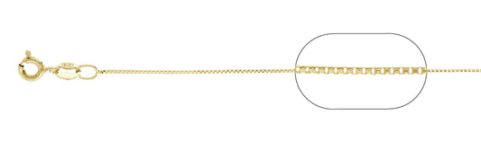 012-.7MM Yellow Gold Plated Box Chain .925 Solid Sterling Silver Sizes 16-32"