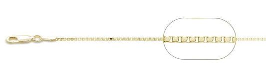 022-1.1MM Yellow Gold Plated Box Chain .925 Solid Sterling Silver Sizes 16-20"