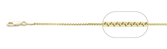 024-1.2MM Yellow Gold Box Plated Chain .925 Solid Sterling Silver Sizes 16-20"