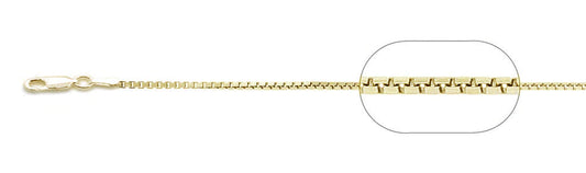 026-1.4MM Yellow Gold Box Plated Chain .925 Solid Sterling Silver Sizes 16-20"