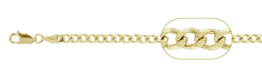080-3MM Yellow Gold Plated Curb Chain Sterling Silver Made In Italy Available In 7"-30" Inches