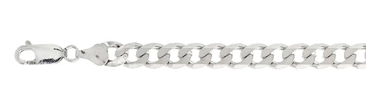 180-7.5MM Flat Curb Chain .925 Solid Sterling Silver Sizes 8-32"
