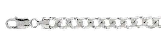 200-8MM Flat Curb Chain Made In Italy .925 Sterling Silver Available In 8-32" Inches