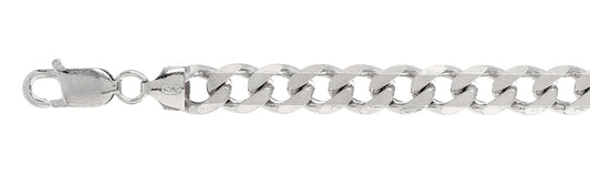 250-11MM Flat Curb Chain .925 Solid Sterling Silver Sizes 8-32"