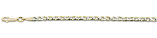 080-3MM Yellow Gold Plated Pave Curb Chain .925 Solid Sterling Silver Available In 7"- 30" Inches
