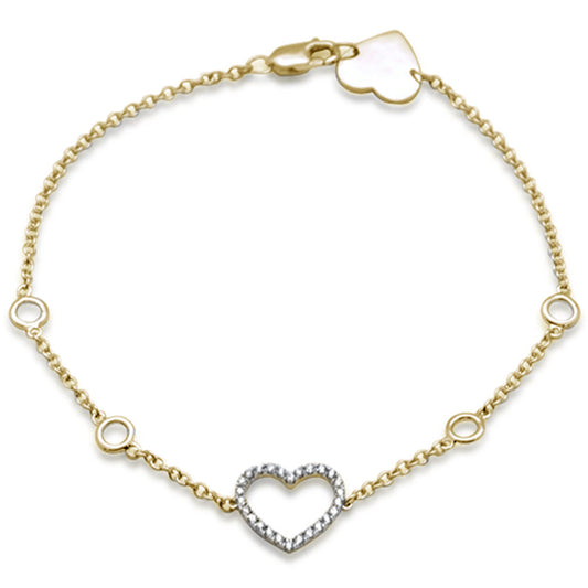 SPECIAL! .13ct 14K Yellow Gold Heart Diamond Bracelet 7"
