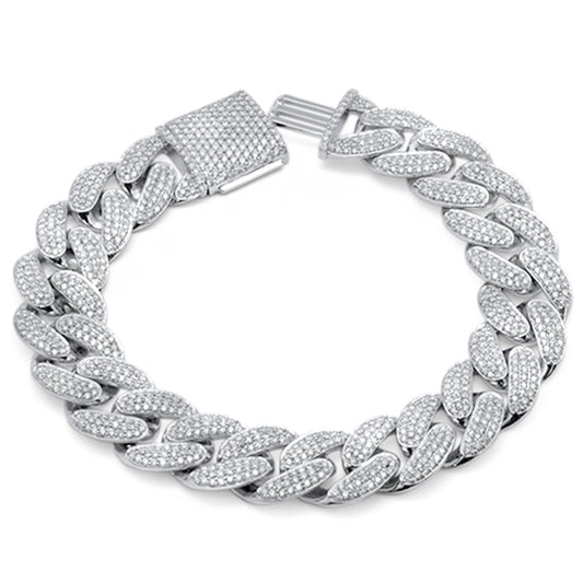 9mm 2.60ct G SI 14K White Gold Diamond Round Cuban Bracelet 8"