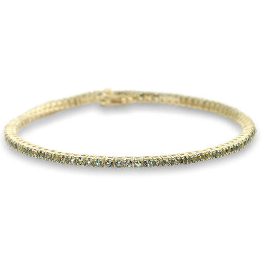 1.94ct G SI 14K Yellow Gold Natural Aquamarine Gemstone Tennis Bracelet 7"