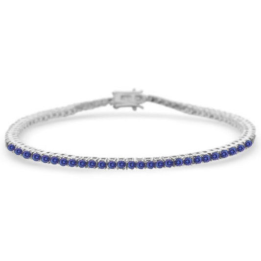 2.67ct G SI 14K White Gold Natural Tanzanite Gemstone Tennis Bracelet 7"
