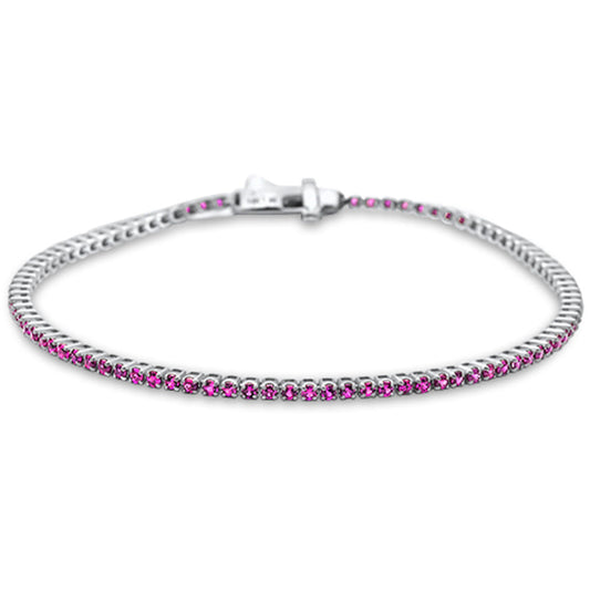 1.62ct G SI 14K White Gold Natural Ruby Tennis Bracelet 7"
