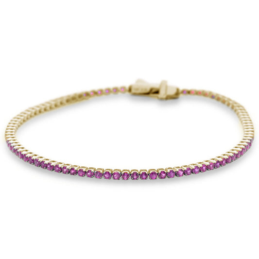 2.29ct G SI 14K Yellow Gold Natural Ruby Tennis Bracelet 7"