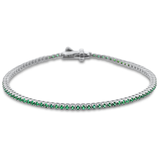 1.44ct G SI 14K White Gold Natural Emerald Tennis Bracelet 7"