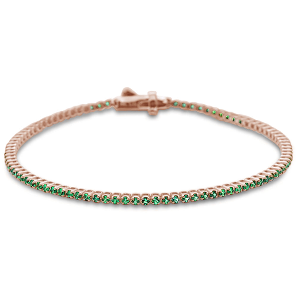 1.44ct 14K Rose Gold Natural Emerald Tennis Bracelet 7"