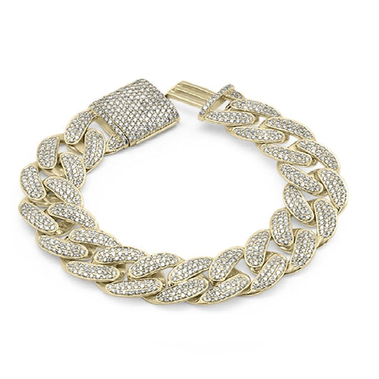 9mm 2.60ct G SI 14K Yellow Gold Diamond Round Cuban Bracelet 8"