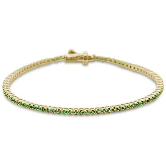 1.70ct 14K Yellow Gold Natural Emerald Tennis Bracelet 7"