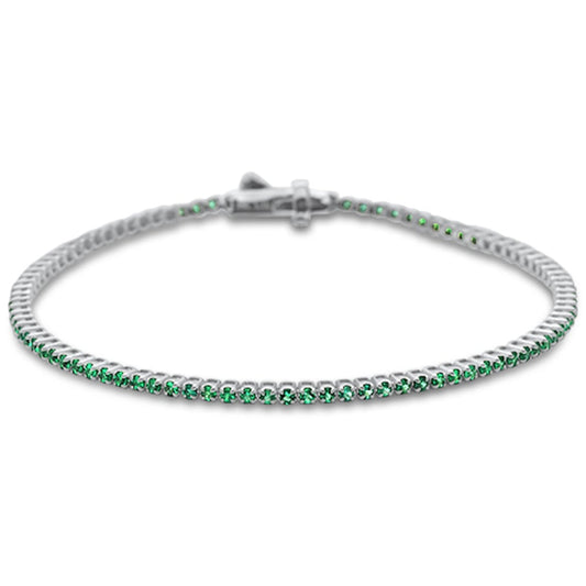 1.84ct 14K White Gold Natural Emerald Tennis Bracelet 7"