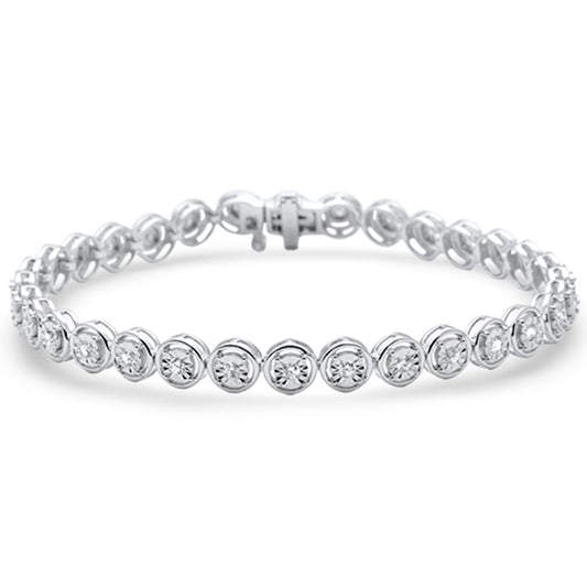 .75ct G SI 14K White Gold Miracle Tennis Bracelet 7"