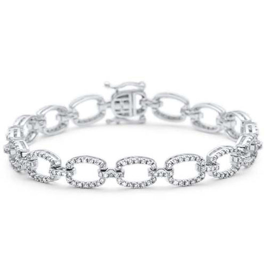 2.06ct G SI 14K White Gold Diamond Rounded Link Bracelet 7"