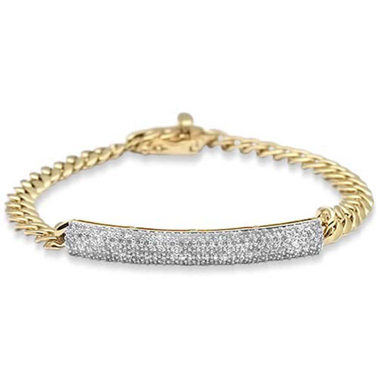 2.23ct G SI 14K Yellow Gold Uni-Sex Diamond Cuban Bracelet 7" Long