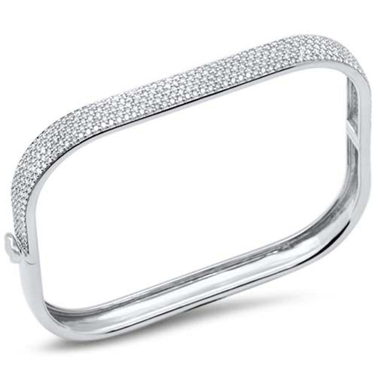 2.50ct G SI 14K White Gold Round Diamond Square Bangle Bracelet Size 6.75"