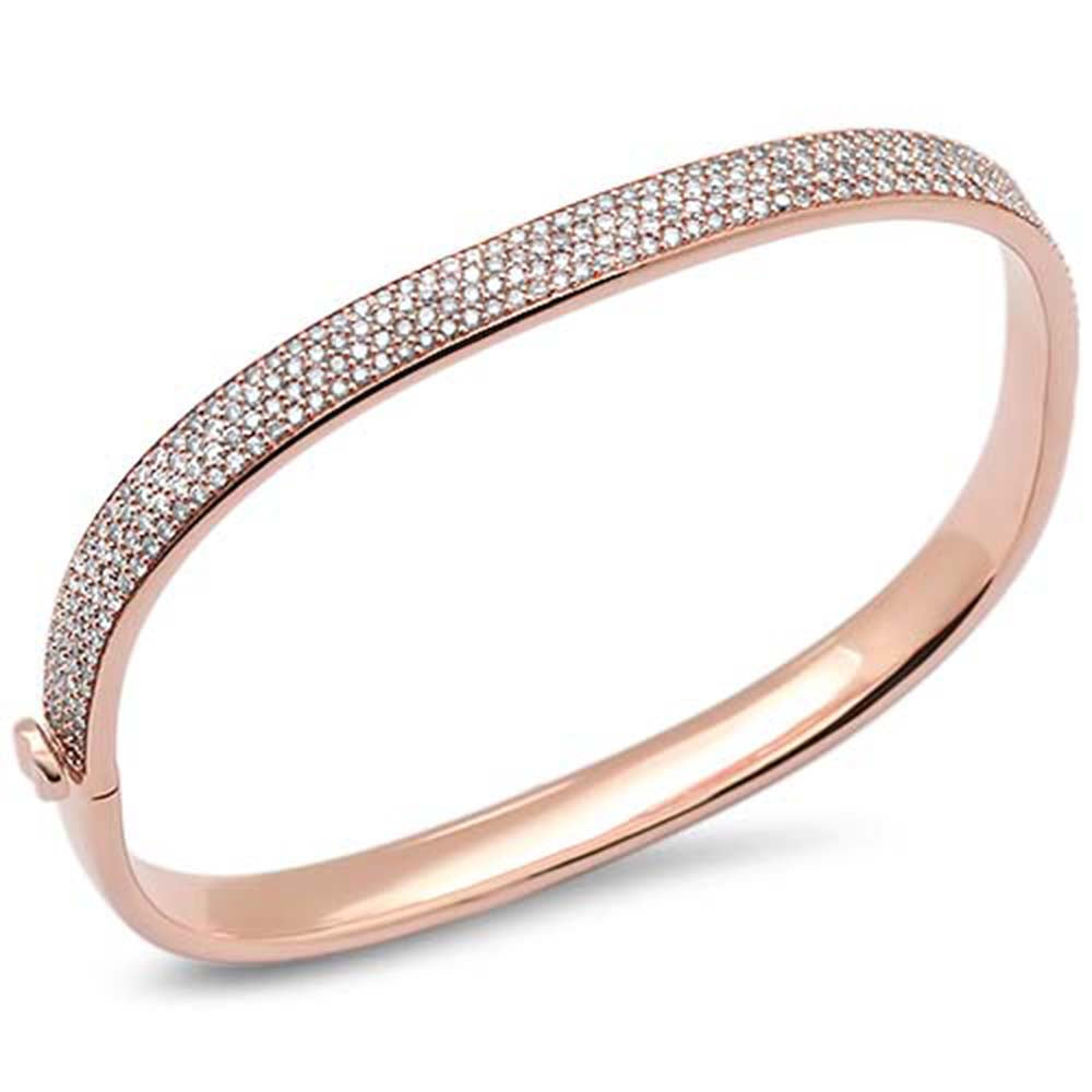 2.00ct G SI 14K Rose Gold Diamond Square Bangle Bracelet 6.75"