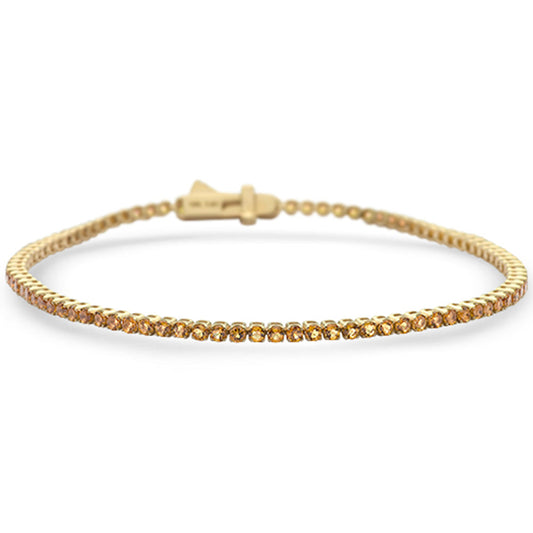 .97ct G SI 14K Yellow Gold Natural Citrine Gemstone Tennis Bracelet 7" Long