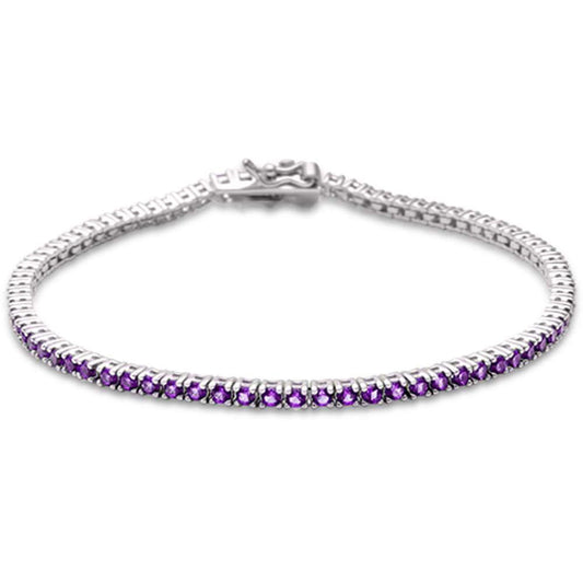2.00ct 14K White Gold Natural Amethyst Gemstone Tennis Bracelet 7"