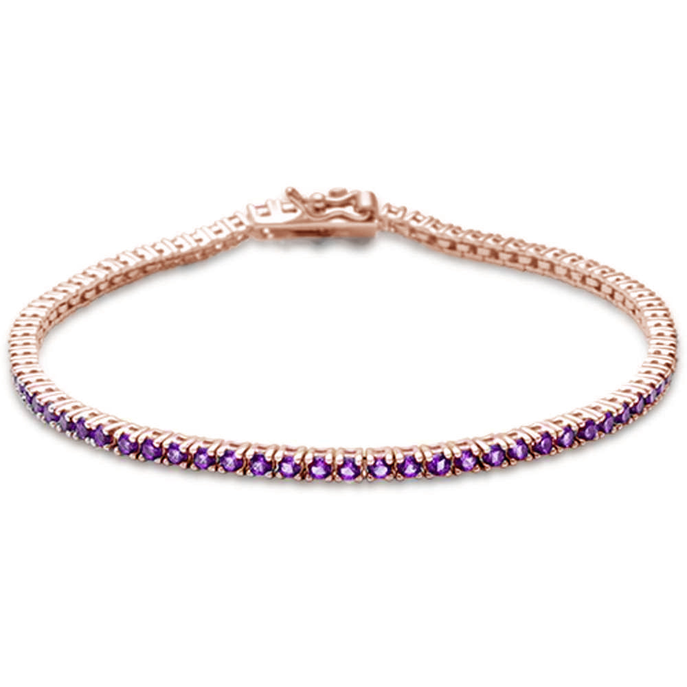 1.98ct 14K Rose Gold Natural Amethyst Gemstone Tennis Bracelet 7"