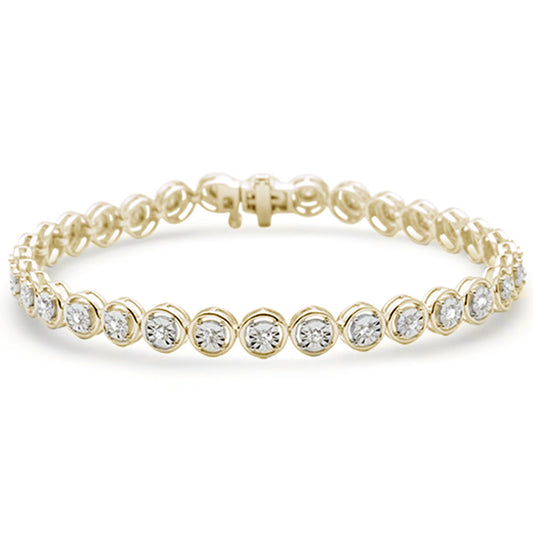 .75ct G SI 14K Yellow Gold Miracle Tennis Bracelet 7"