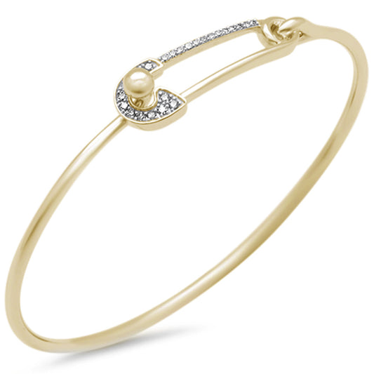 SPECIAL! .15ct G SI 14K Yellow Gold Diamond Paperclip Wrap Around Bangle Bracelet 7" Long
