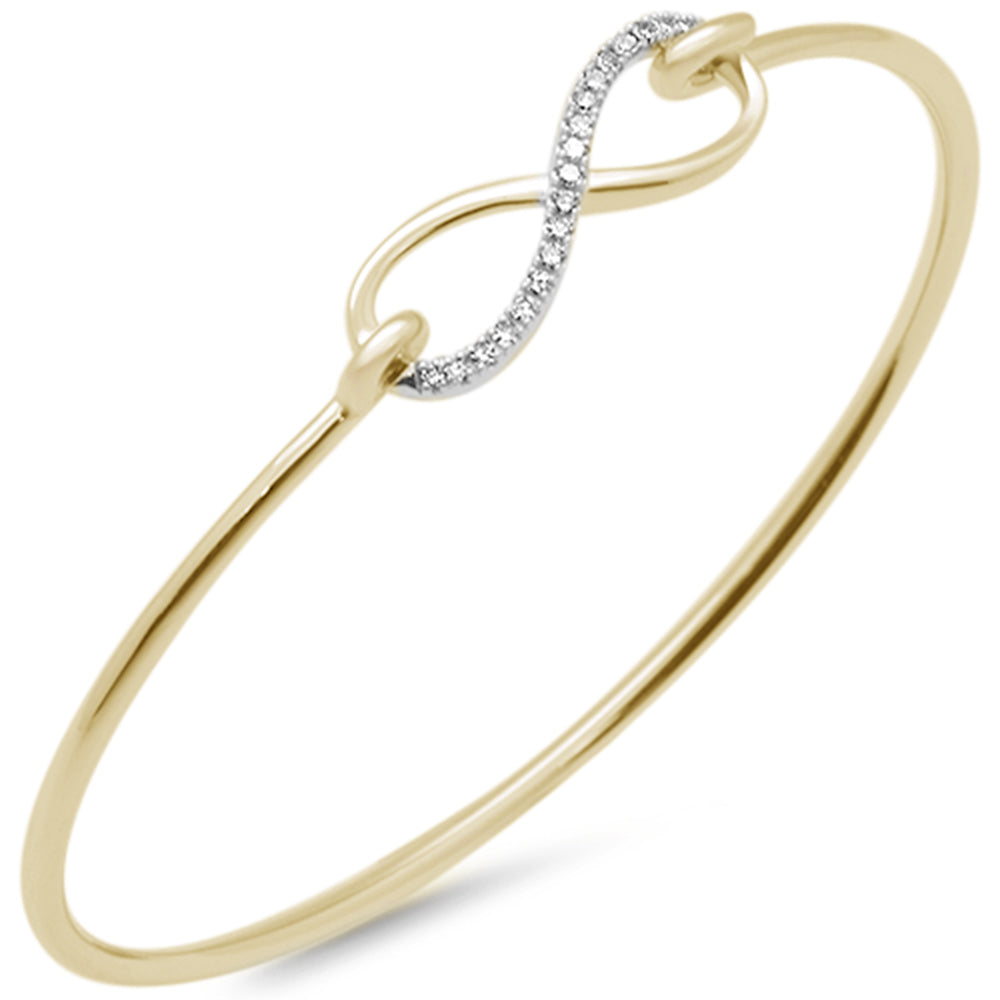 .15ct G SI 14K Yellow Gold Diamond Infinity Hook Wrap Around Bangle Bracelet 7" Long
