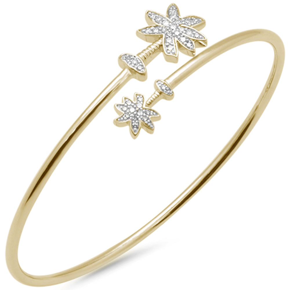 .25ct G SI 14K Yellow Gold Diamond Wrap Around Palm Tree Bracelet 7" Long