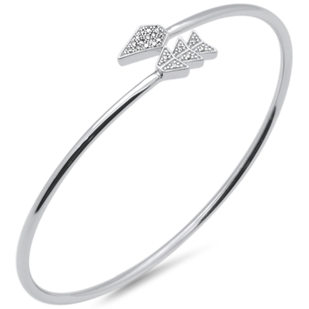 .07ct G SI 14K White Gold Diamond Arrow Wrap Around Bangle Bracelet 7" Long