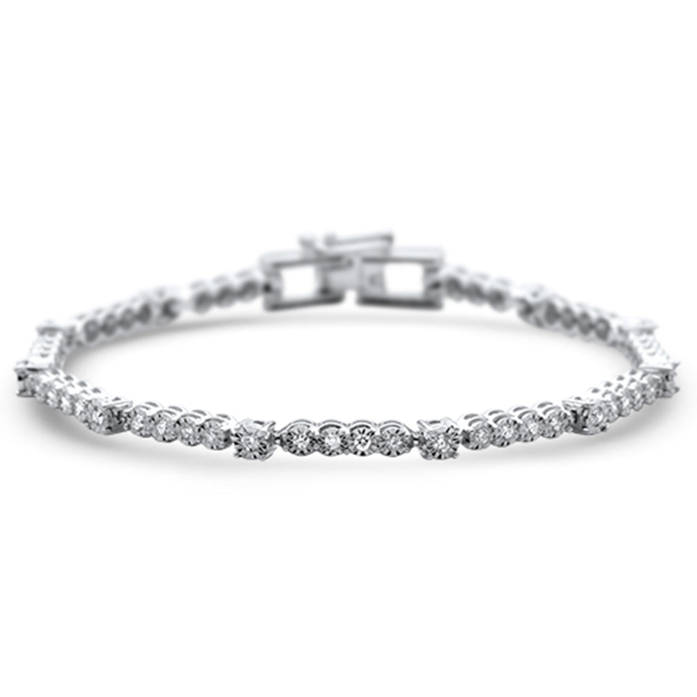1.00ct G SI 14K White Gold Diamond Illusion Tennis Bracelet 7" Long