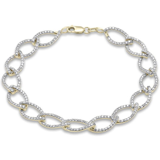 1.91ct G SI 14K Yellow Gold Diamond Marquise Shape Link Bracelet