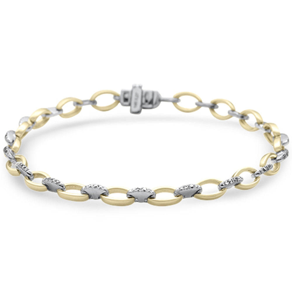 .27ct G SI 14K Two Tone Gold Diamond Oval Shape Link Bracelet