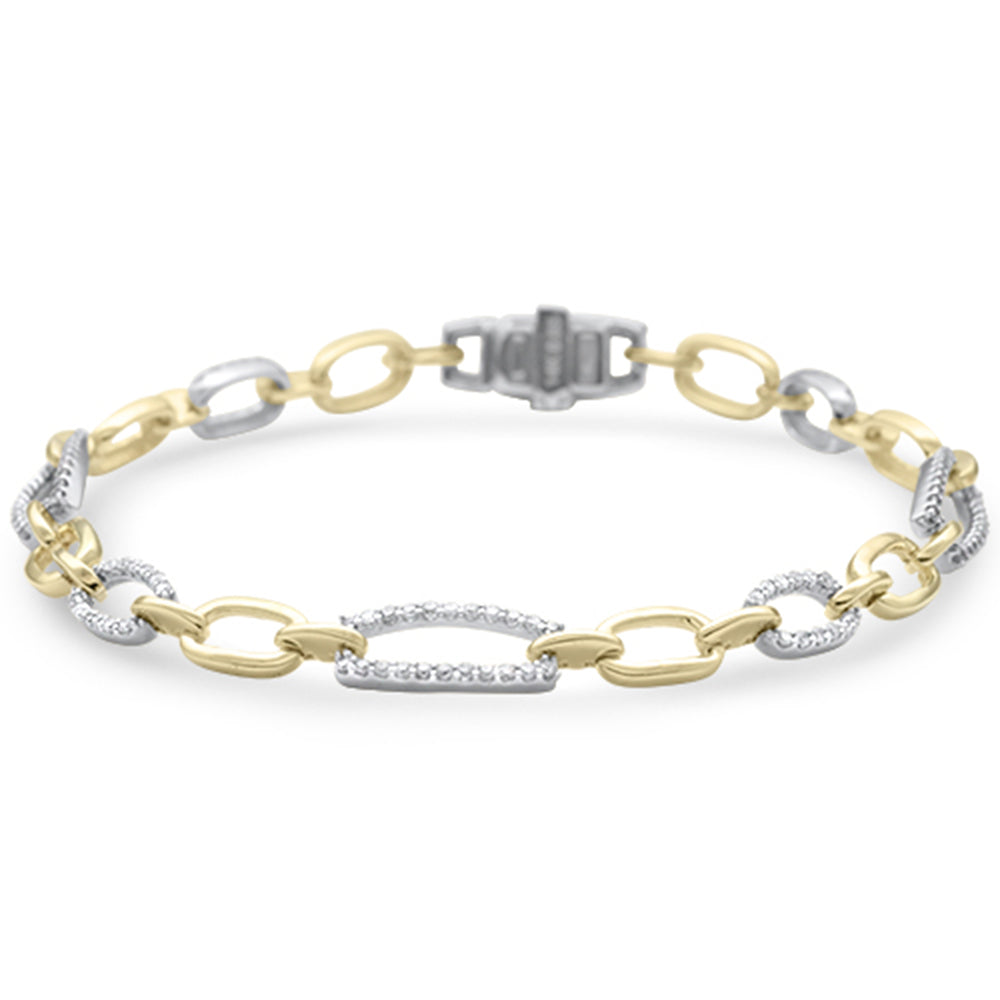 .65ct G SI 14K Two Tone Gold Diamond Figaro Style Bracelet