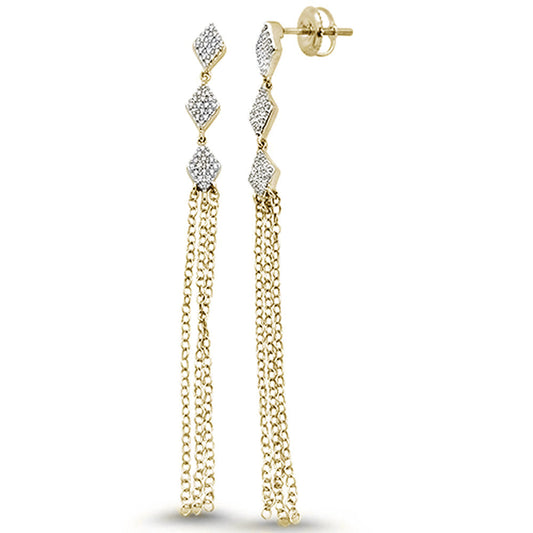 SPECIAL! .22ct 14k Yellow Gold Diamond Drop Dangle Tassel Earrings