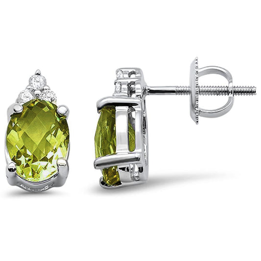 2.39cts 10k White Gold Oval Olive Diamond Earrings