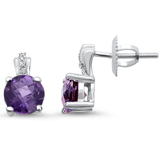 .88ct 10K White Gold Amethyst & Diamond Earrings