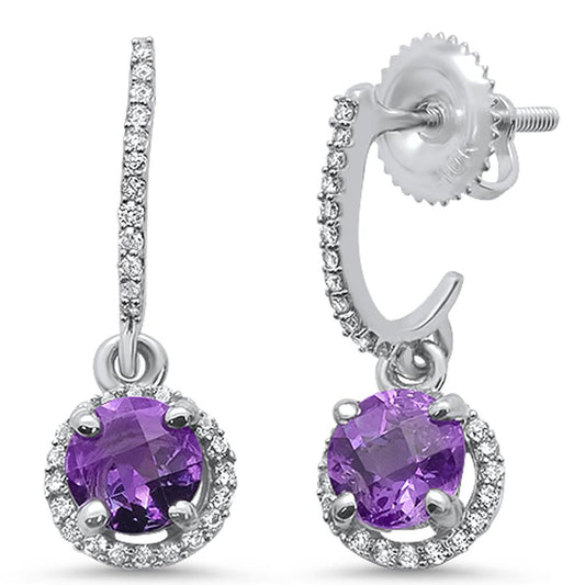 1.03cts 10k White Gold Round Amethyst Diamond Earrings