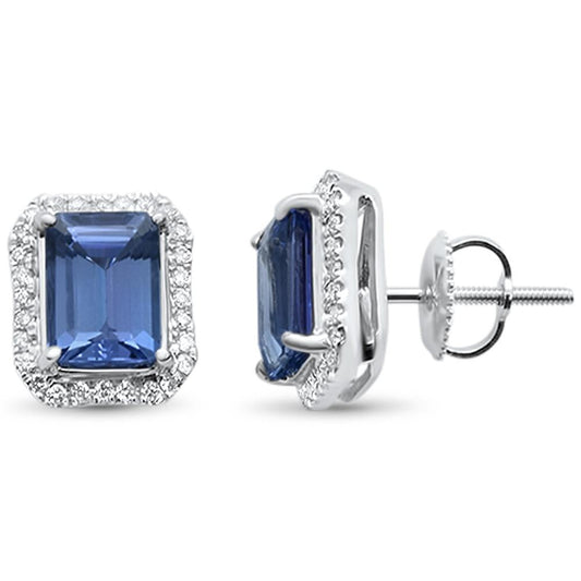 2.91cts 10k White Gold Emerald Cut Tanzanite Diamond Earrings