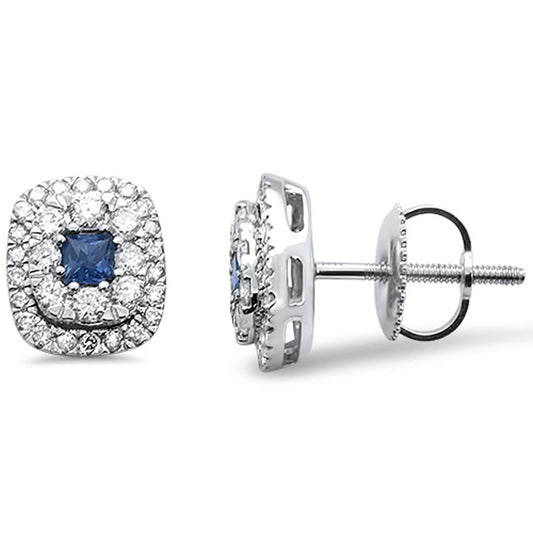 .59ct 14k White Gold Blue Sapphire & Diamond Stud Earring