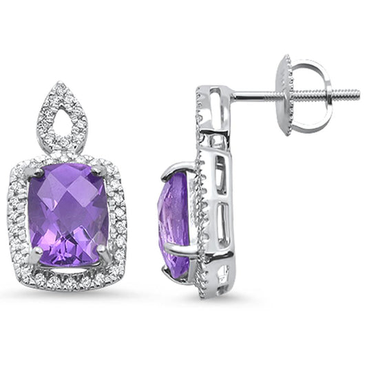 2.78cts 10k White Gold Amethyst & Diamond Earrings