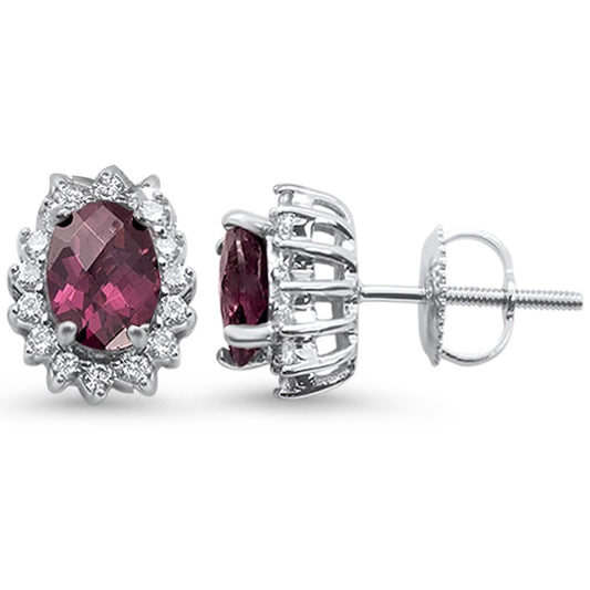 2.38cts 10k White Gold Rhodolite & Diamond Earrings