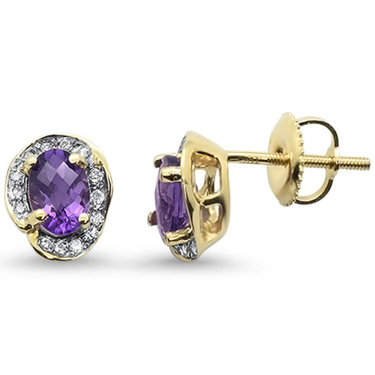 .95cts 10k Yellow Gold Amethyst & Diamond Earrings