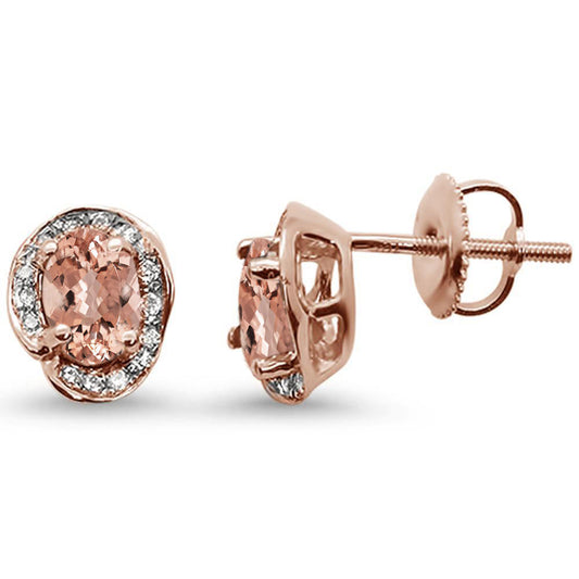 .89cts 10k Rose Gold Morganite & Diamond Earrings
