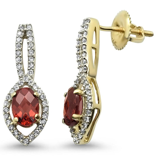 1.48cts 10k Yellow Gold Garnet & Diamond Earrings