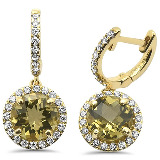 2.75cts 10k Yellow Gold Round Olive & Diamond Earrings